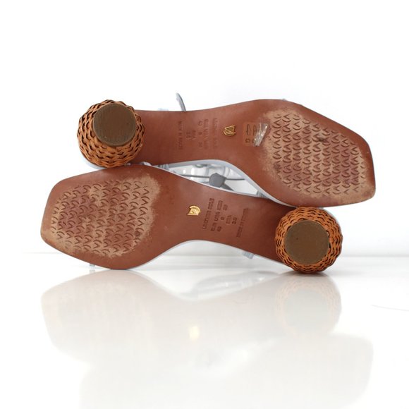 Vincenza Shoes Leather Wrap Woven Ball Heel Thong Sandal Sky Blue EUR 40/US 9 - Picture 12 of 13